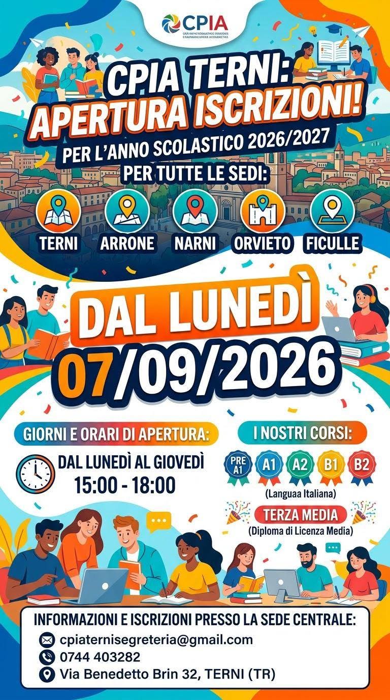CPIA Terni iscrizioni locandina